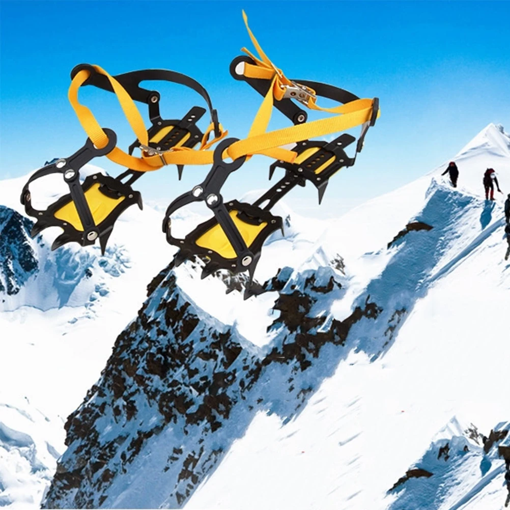 

2pcs 10 Toothed Non Slip Manganese Steel Crampons Climbing Shoe Covers Portable Anti Slip Ice Gripper Plastic Crampons Oxford
