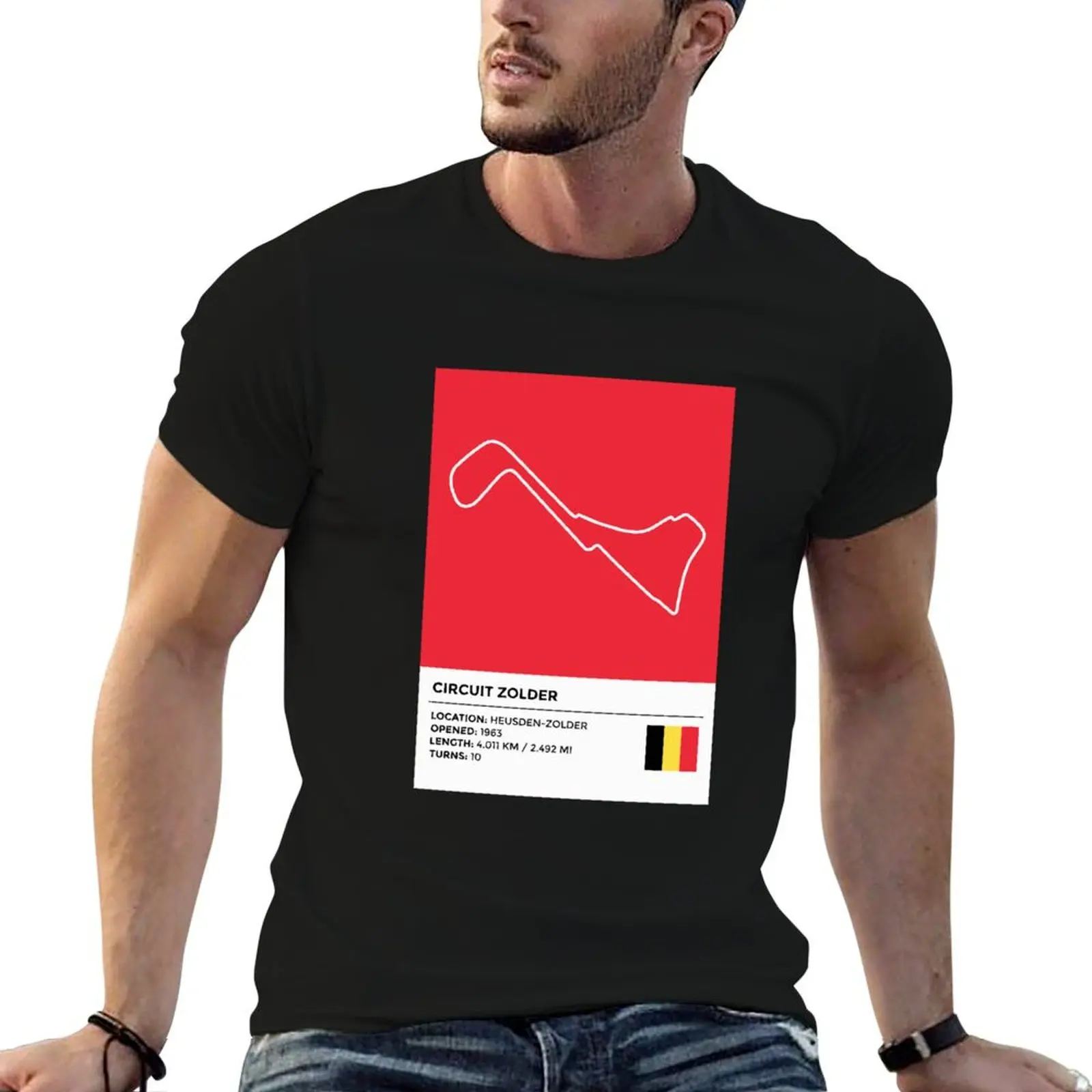 Camiseta Circuit Zolder [info] para hombre, camiseta de algodón, paquete de camisetas de algodón para hombre