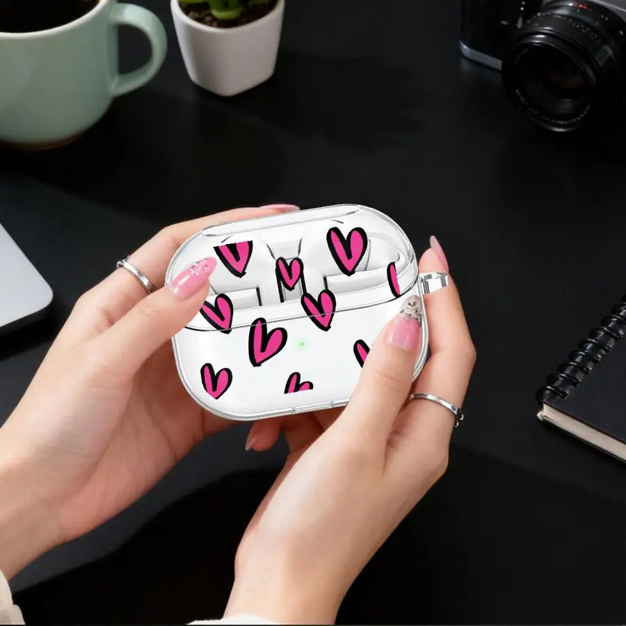 

Colorful Cartoon Love Heart Clear Earphone Cases Cover With Hook Case For Samsung Galaxy Buds 4 Pro 3Pro 4Pro 2Pro 2 3 FE Live
