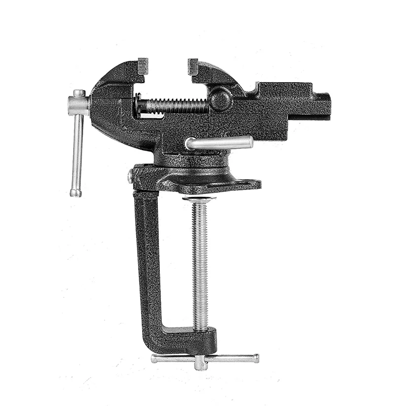 Dual-Purpose Bench Vise or Table Vise with 360° Swivel Base, Universal Home Vise Clamp-On 3.3Inch Vice Quick Adjustment