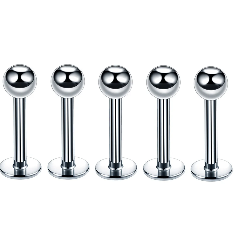 

1Set Silver Stainless Body Jewelry Nose Stud Tongue Piercing Lip Labret Belly Button Ring Fashion Accessory Safe Durable