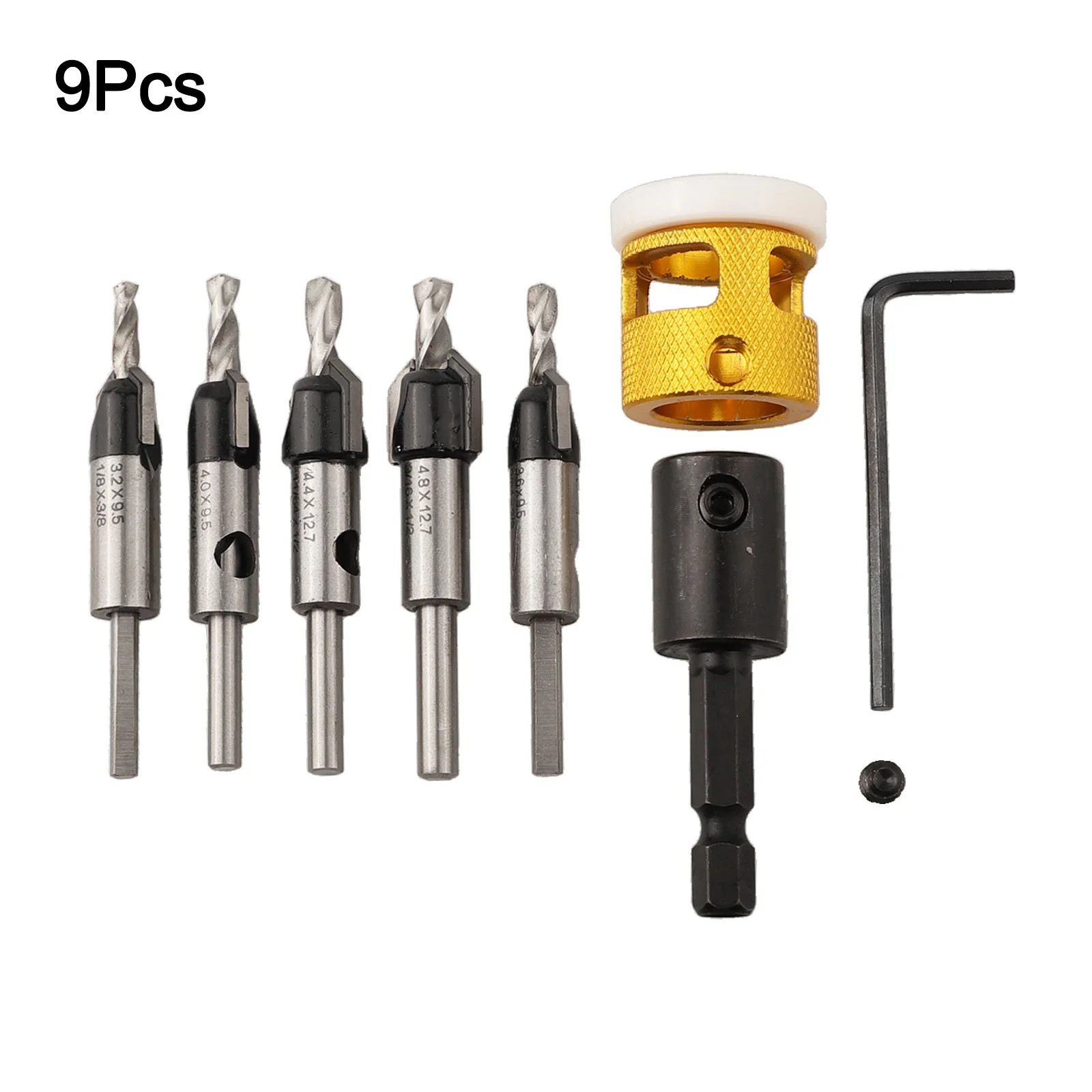 

For Plastic Boards 5-Piece Drill Set Adjustable Depth Stop DIY Projects Compact Design Free-Spin Collar MDF And Plywood