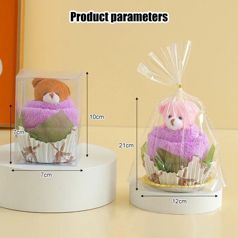 1PCS 30x30cm Creative Towels Mini Bear Cup Cake Pack Microfiber fabric Hand Towels Face Washing Towel Party Wedding Gifts