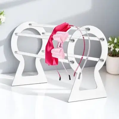 

Transparent Acrylic Headband Organizer Display Stand Simple Design Stable Structure for Boutiques Shopping Centers Bedrooms