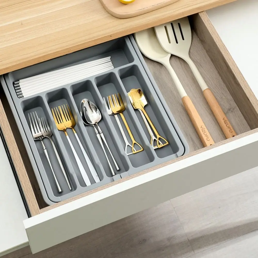 

Multipurpose Plastic Expandable Utensil Tray Large Capacity Waterproof Cutlery Storage Tray Adjustable Utensil Tray Set Kitchen