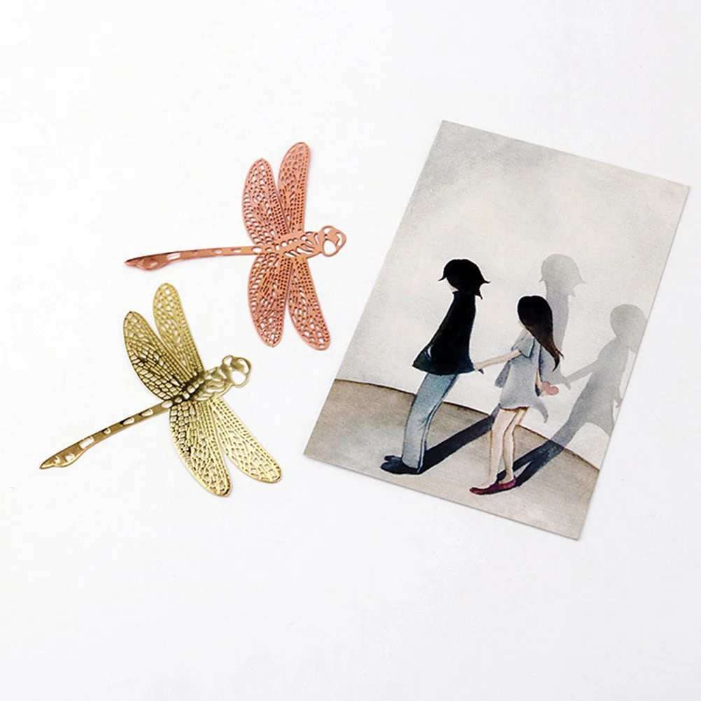 

2Pcs Stainless Steel Dragonfly Hollow Bookmark Leaf Vein Metal Clip Page Marker Creative Gift for Readers Writers