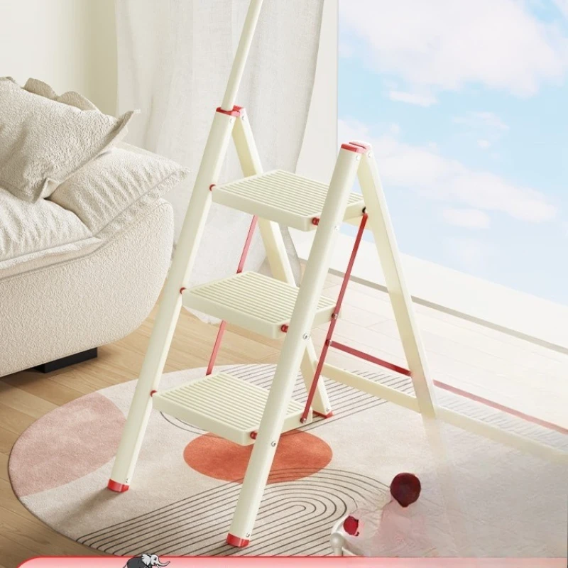 

Lock ladder Household folding telescopic ladder Thickened stairs Herringbone indoor multi-function three-step small stool