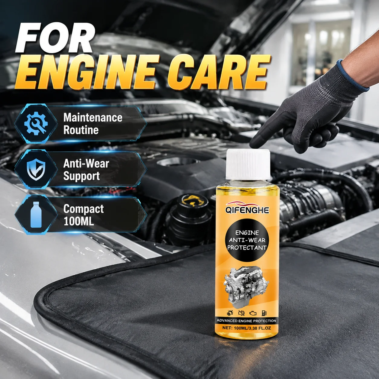 QIFENGHE 100ml Engine Anti-Wear Protectant, Car Engine Oil Additive, Reduce Friction & Noise, Engine Lubrication Protection for