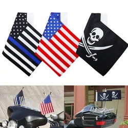 Portaequipajes de doble cara Universal para motocicleta, con bandera de la nación americana, Calavera pirata, manga, para Honda, Yamaha, Harley, Suzuki, BMW