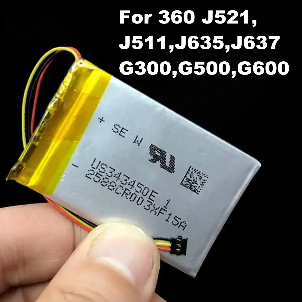 3.7V 700mAh Dashcam Battery 343450 323450 for 360 Car Driving Recorder‌ J521 J511 Second Generation J635 J637 G300 G500 G600