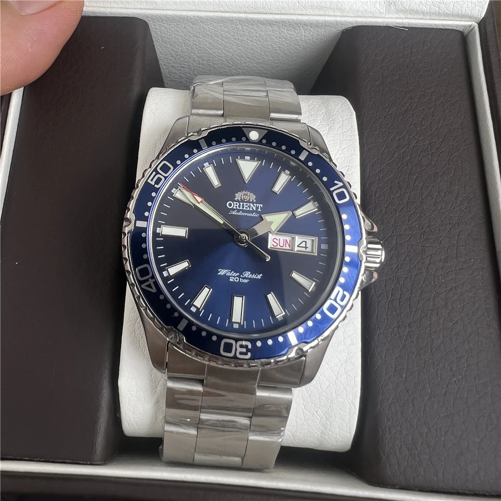 Orient Watch Man تجديد الساعات الميكانيكية الأوتوماتيكية اليابانية 20Bar مقاوم للماء ساعة رياضية مضيئة الفولاذ المقاوم للصدأ ساعة رجالية