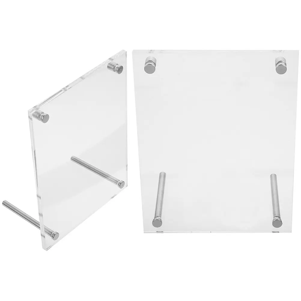 2Pcs Acrylic Picture Frame Transparent Certificate Frame Desktop Photo Display Holder for Authorization Business License Award