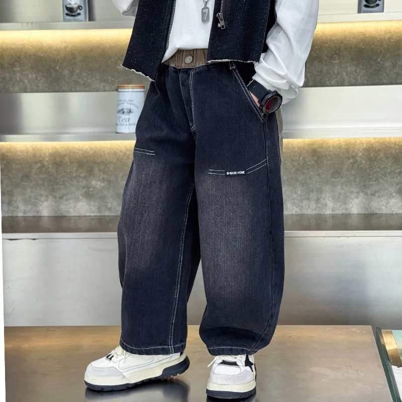 

Весенне-осенние детские джинсовые брюки, детские прямые джинсы, джинсы для мальчиков, удобные свободные брюки для детей 2-11 лет