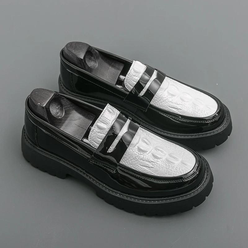 

Sizes 39-46 Classic Men Loafers Men Casual Thick-soled Anti-slip Fashionable Brand Leather Shoes Gentleman's Social Shoes