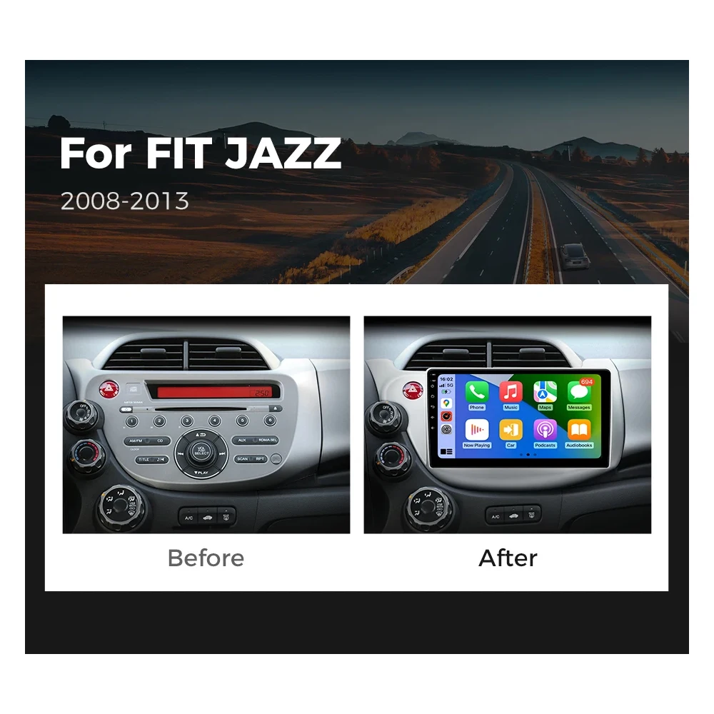 Android 14 Car Stereo Radio Multimedia Wireless Carplay Android Auto For or HONDA FIT JAZZ 2008 2009 2010 2011 2012 2013 2 AUto