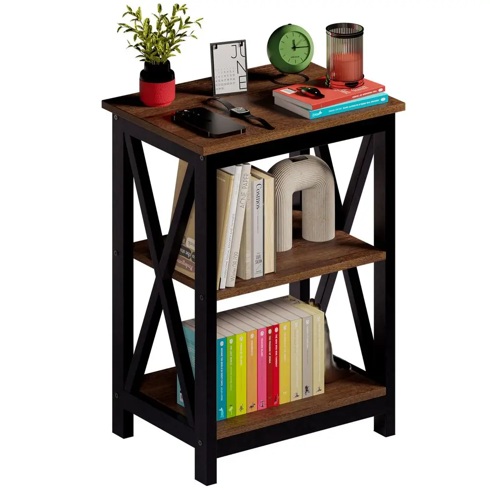 Escritorio para Sala o Recámara con Triple Repisa. Mesa Auxiliar para Sala o Cama con Superficie de 40x30 cm de Madera. Mueble para L