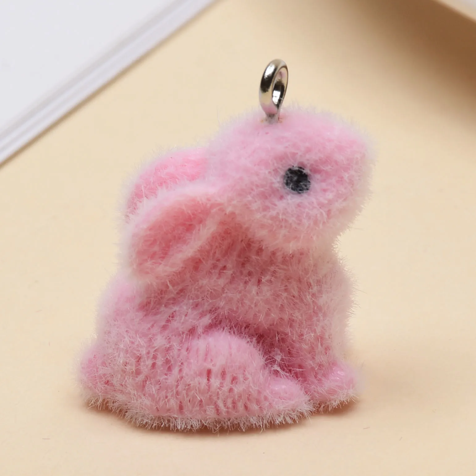 20pcs Flocking resin cute rabbit Charms cartoon Animal dolls pendant for Necklace keychain diy Handmade jewelry wholesale