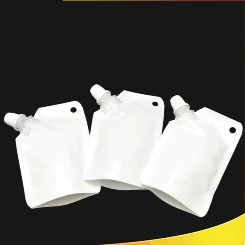 

1000pcs 50ml white plastic doypack liquid stand up storage pouch packing bag with Side Spout