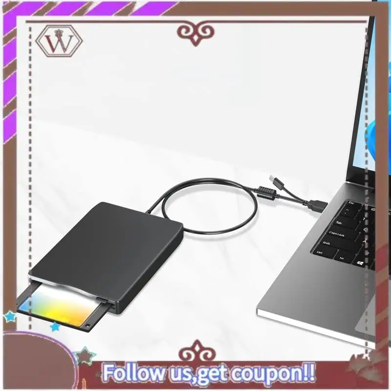 ABBG-USB Floppy Disk Reader Floppy Disk Drive Dual Interface External USB C Floppy Disk Drive For PC Laptop Notebook Desktop