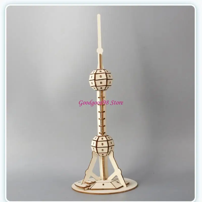 Desk Display Landmark Tower Project Wooden Architecture Build, 13.78in DIY Activity for Students, Classroom Use and Home