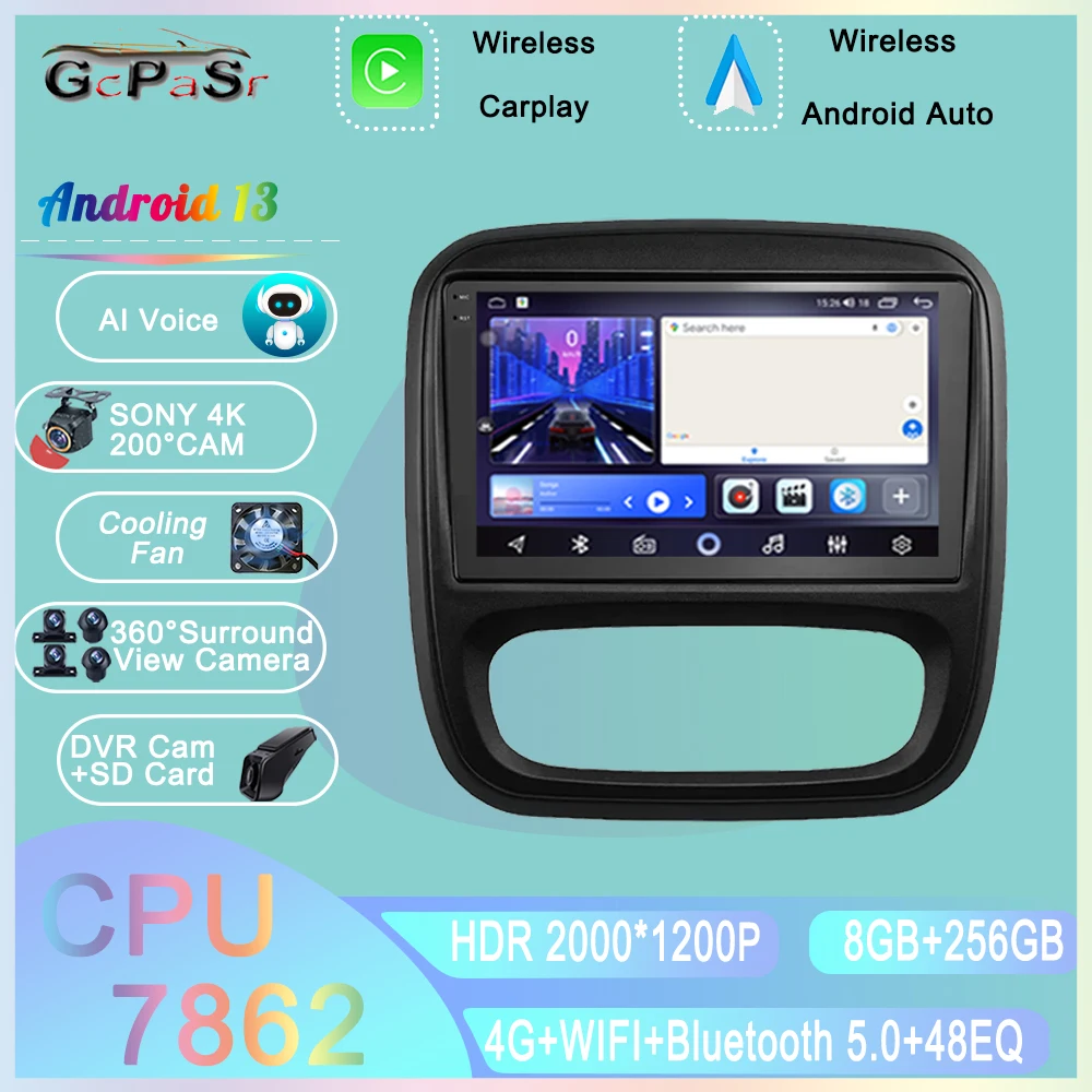 

4G Android Car Radio For Renault Trafic 3 Opel Vivaro B 2014-2022 Autoradio GPS Navigation Multimedia Player Head Unit Stereo