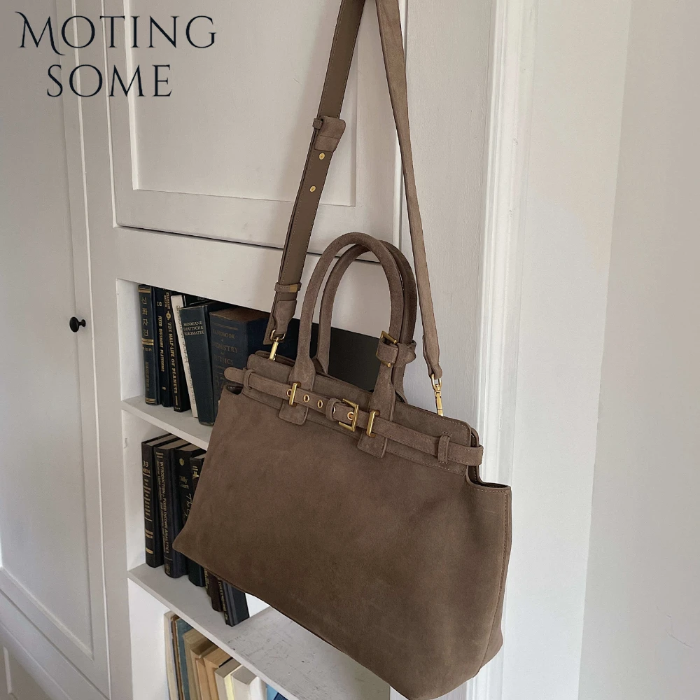 Natural Suede Tote Bag for Women - Roomy Crossbody Handbag