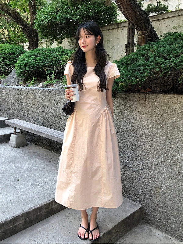 Chic Casual Summer New High Waist Slimming White A-Line Dress Women's Holiday Style Korean Version Commute High Waist Dress