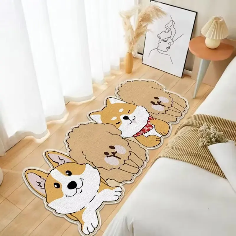 

Cute Pet Dog Bathroom Carpets Kids Play Area Rugs Bedside Soft Fluffy Floor Mat Anti-slip Door Mat for Bedroom Entrance Foot Pad