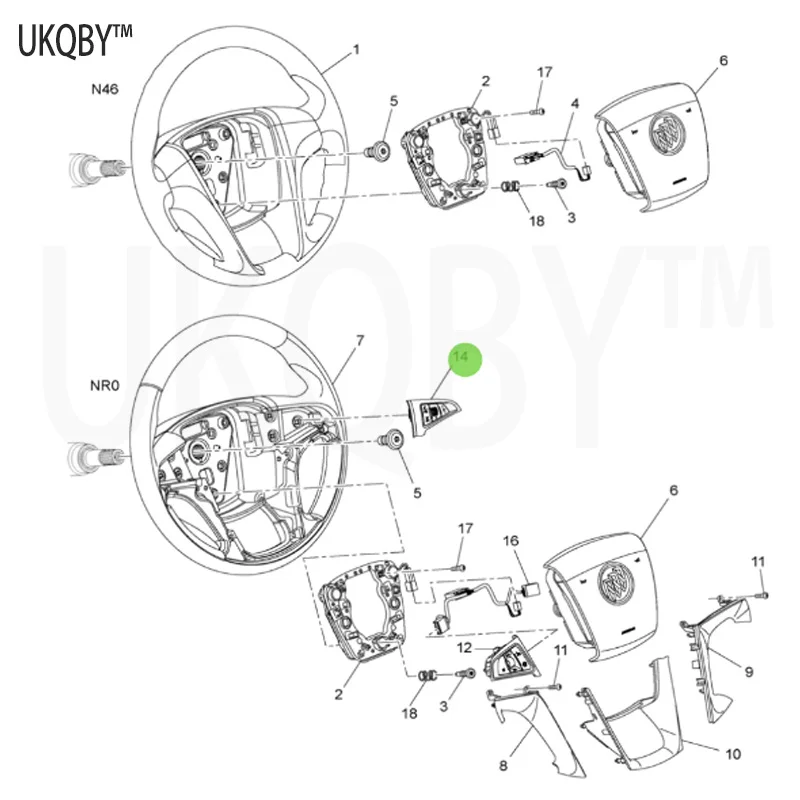 Suitable for 09-15 Bu ic k Re ga l La Cr os se right steering wheel, telephone switch, volume switch 13268684, all black