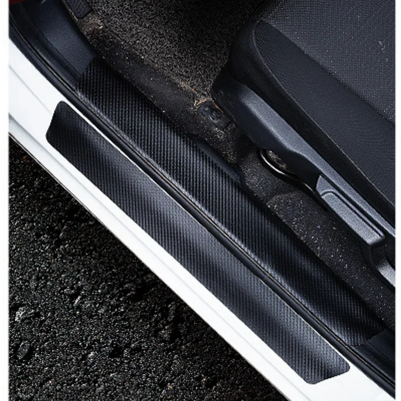 5pcs/4pcs set Carbon Fibre Threshold Protection Strip Universal Anti-scratch and Anti-collision Door Decorative Strip Sticker