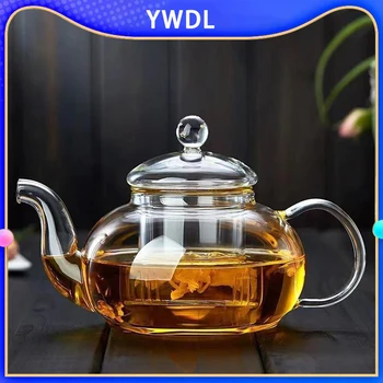 取り外し可能なインフューザー付きのywdl透明ガラスティーポット、ストーブトップの安全なルーズリーフと咲くティーポット、耐熱性、400 ml、600 ml、1000ml