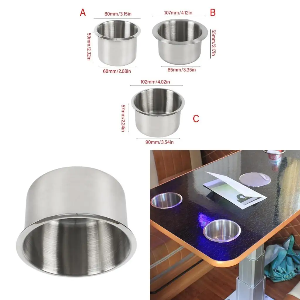 RCup Holder Stainless Steel Recessed Insert Drink Holder for Trailer Campers
