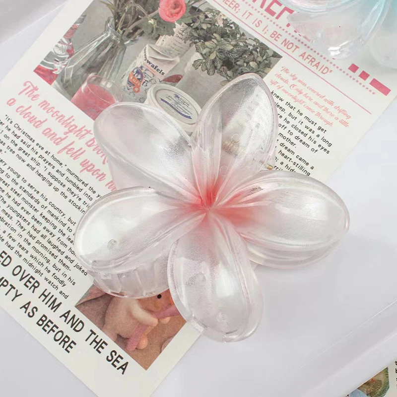 Gradient Frangipani Hair Clip Plumeria Hairpin Ins Style Ponytail Holder Barrette Sweet Girl Shark Claws Party Hair Accessories