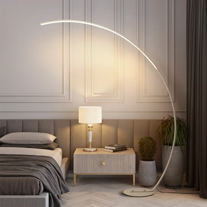 Nordic Long Arc Design Led Floor Lamps Sofas Dimmable for Living Room Coffee Tables  Bedroom Minimalist Home Decor Luminaires