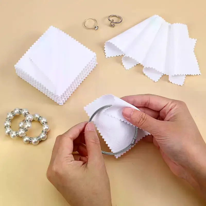 50pcs Polish Polishing Cloth Silver Color Cleaning Polishing Cloth Soft Clean Wipe Wiping Cloth For Silver Gold Jewelry Tool