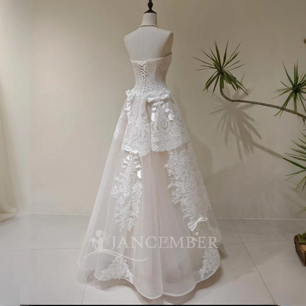 Stylish Perfect Wedding Gown For Bride 2026 Floor-Length Customized Organza Strapless A-line Wedding Dress robe de mariée
