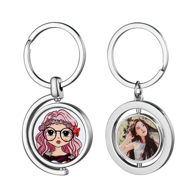 41XC Creative Rotating Double Sided Blank Thermal Transfer Keychain Accessories Sublimation Blank Keychain Bag Ornaments Gift