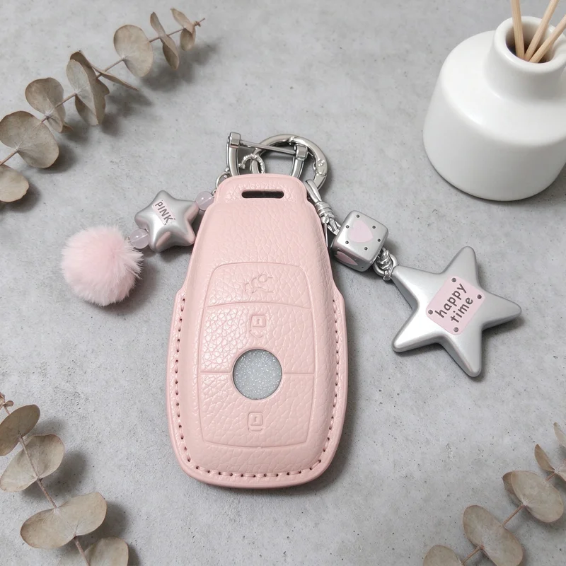 Leather for Mercedes Benz A C E S G Class W177 W205 W213 X167 W222 CLA GLE GLB GLS AMG Key Case Cover Remote Car Key Holder Fob