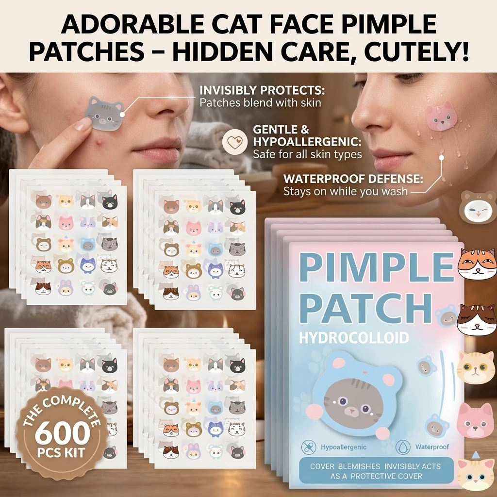 600pieces Of Cartoon Cat Acne Patches, Facial Acne Patches, Concealer Acne Patches, And Pimples Patches. Ultra-thin And Breatha
