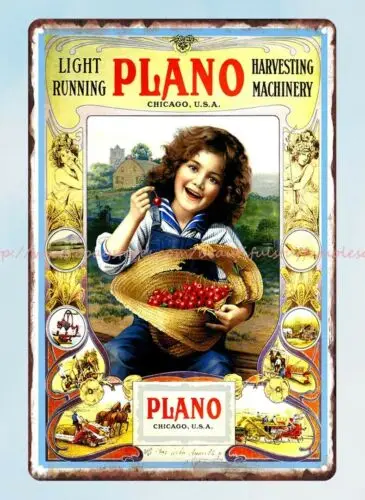 Plano light runing harvesting machinery chicago metal tin sign decoration ideas