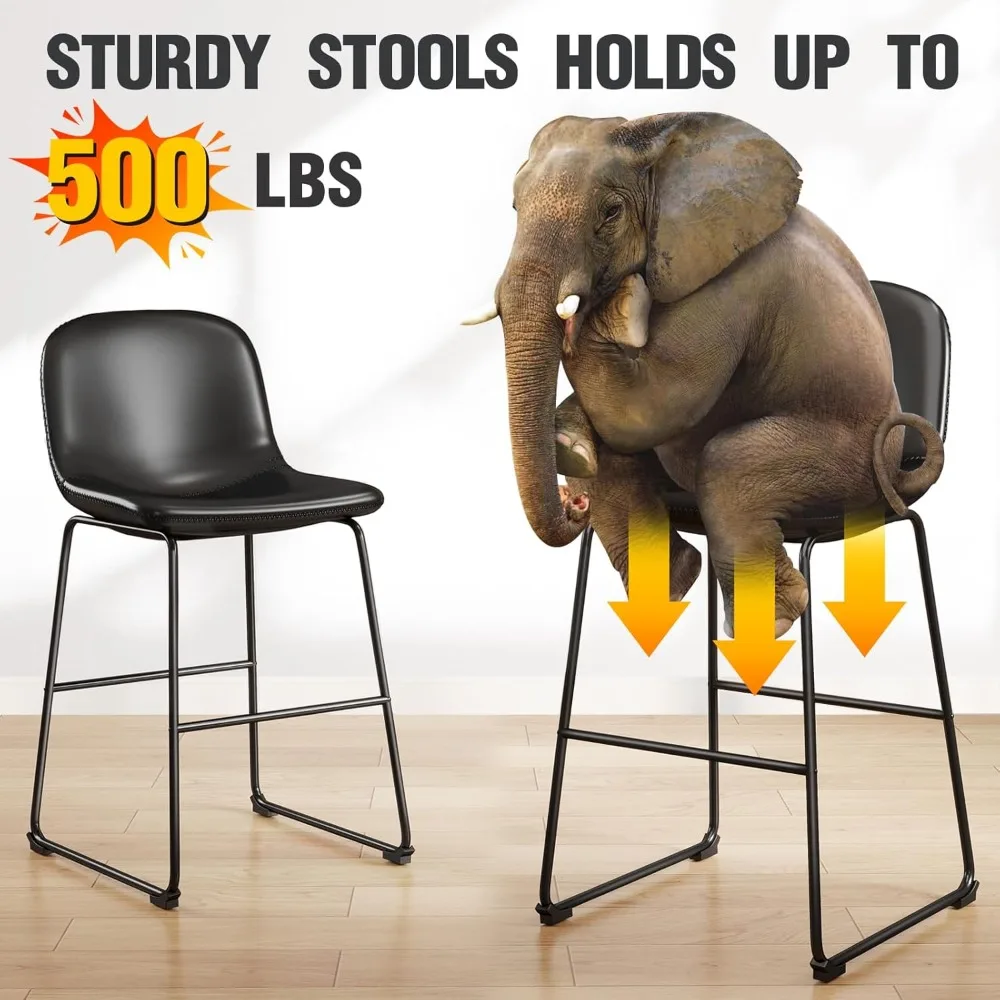 Ensemble de 2 chaises de salle à manger, tabourets sans accoudoirs à hauteur de comptoir avec support arrière jusqu'à 500 lb pour la maison, la cuisine, la salle à manger, le bar, le café