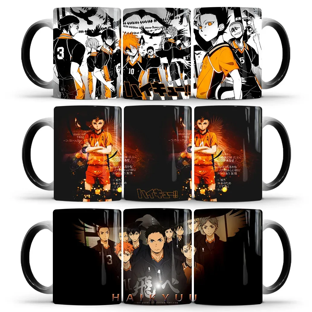 Haikyuu Discoloration Mug Anime Color Changing Cup Animation Ceramic Coffee Cup Heat Sensitive Milk Tea Mug Novelty Drinkware