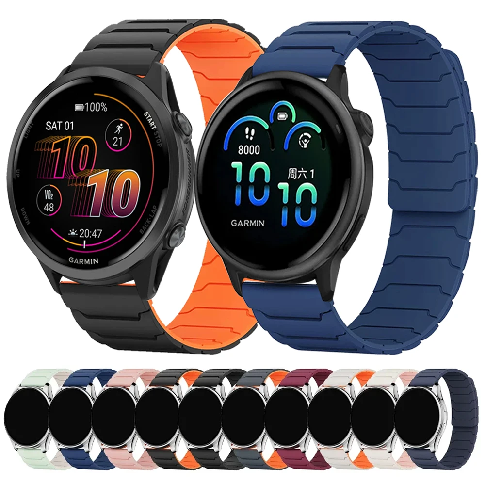20mm 22mm Magnetic Silicone Strap For Garmin Venu sq 2 3 Move Trend Bands Forerunner 570 645 255 Music Vivoactive 4 5 6 Bracelet
