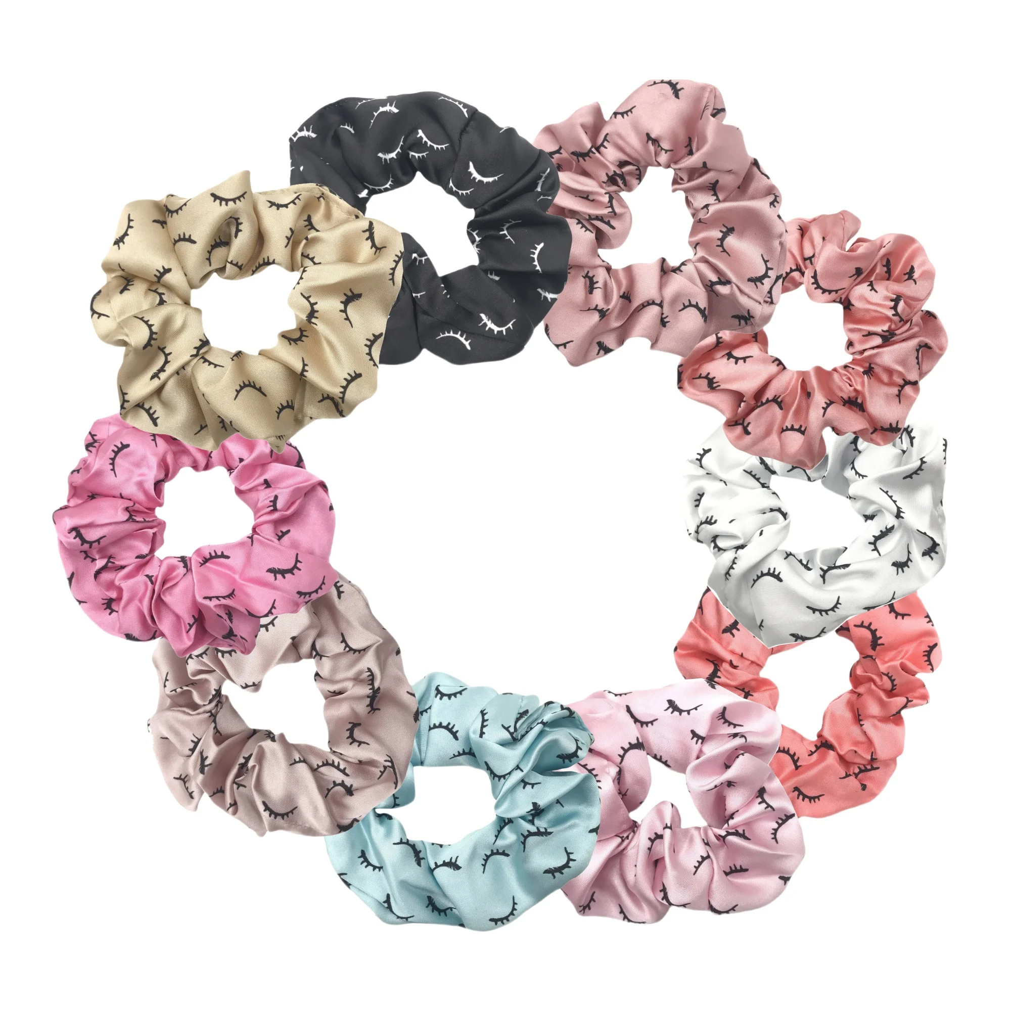 

5pcs/20Pcs Eyelash Printed Hair Scrunchies Elastic Hair Band Scrunchy Ponytail Holder for Women Accessories Fabric Headwear