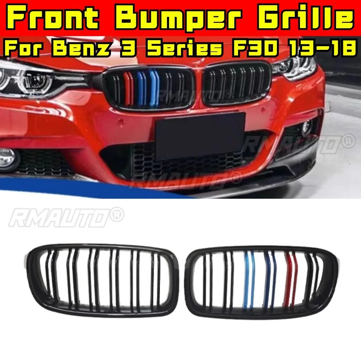 

Car Bumper Grill Decorative Strips Racing Grille Body Kit Front Bumper Grill For BMW 3 Series F30 2013-2018 Exterior
