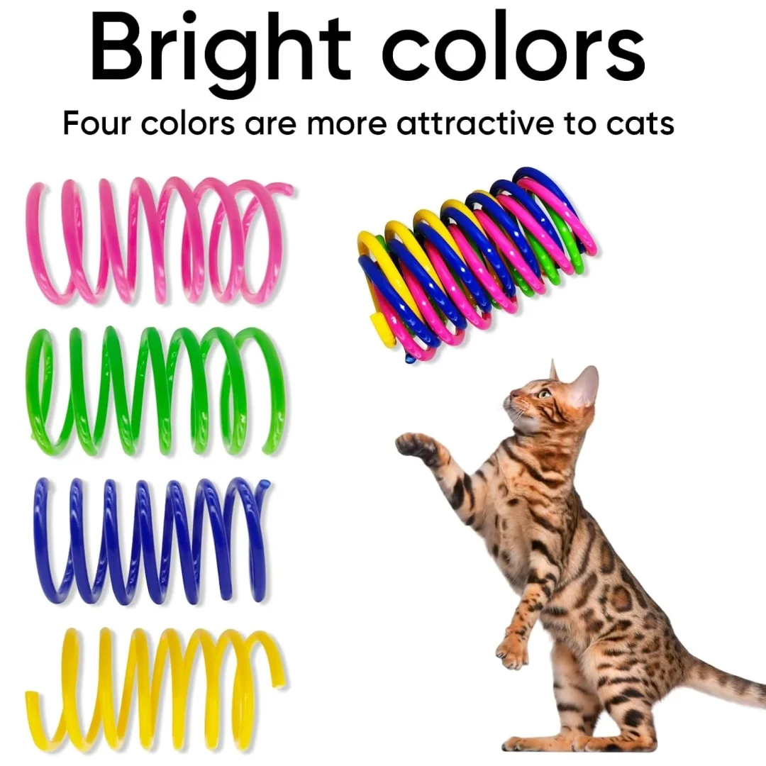 Indoor cat toy, interactive cat spring toy, colorful and durable plastic coil,used for jumping during hunting,chasing,and biting