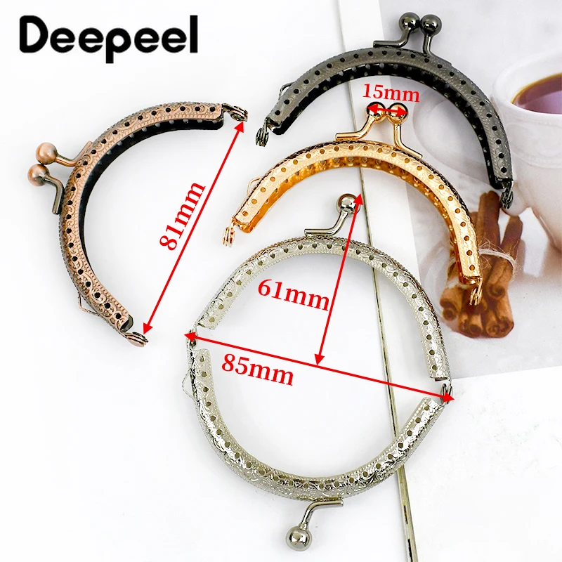 5/10 adet Deepeel 8.5 cm Metal Çanta Çerçeve Kolu Kabartmalı Öpücük Klipsler Çanta Kolları Donanım DIY Dikiş Parantez Bagaj Aksesuarları