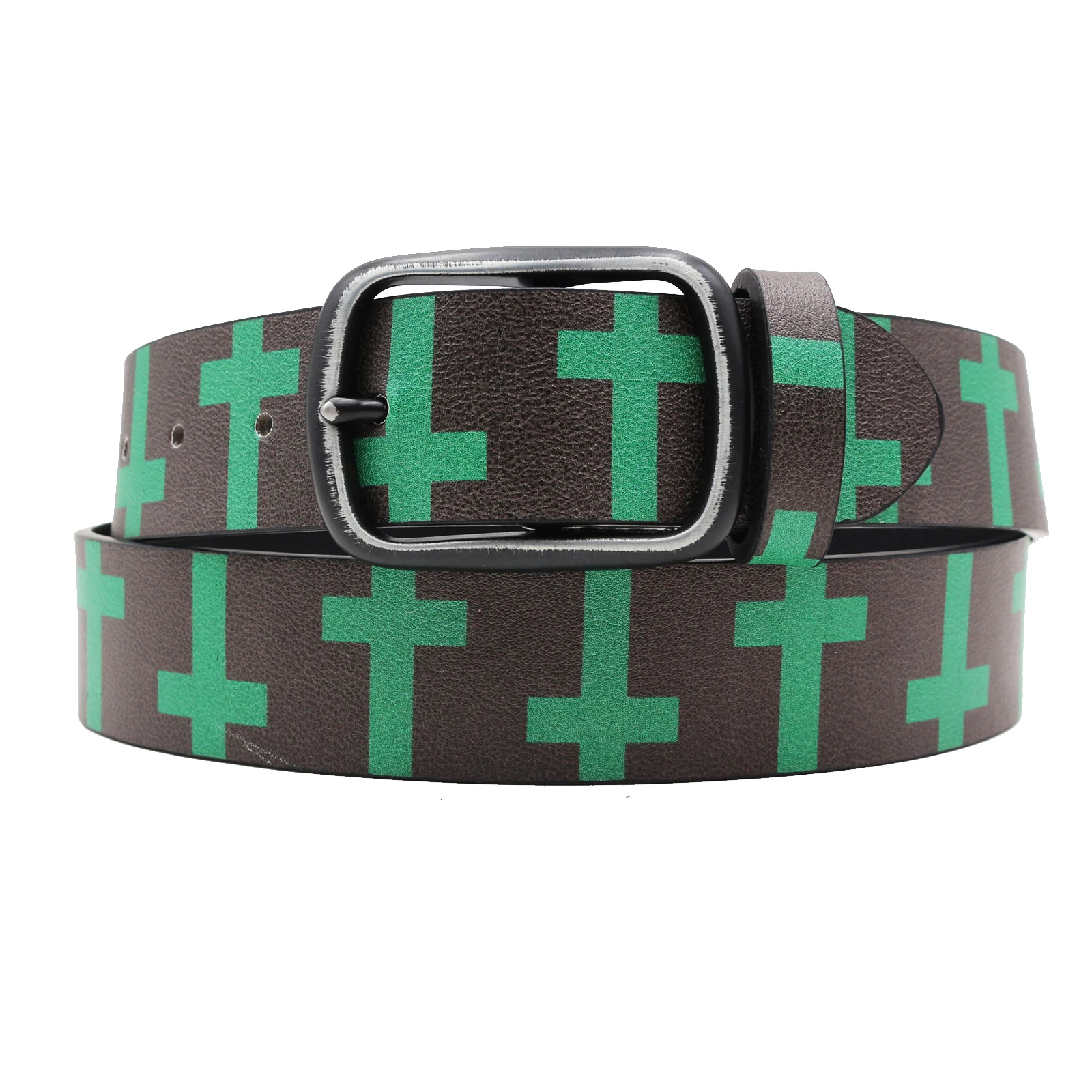 

Fashion Denim Girl Denim Belt black green cross belt unisex hip Hop accessory black belt Green cross graffiti