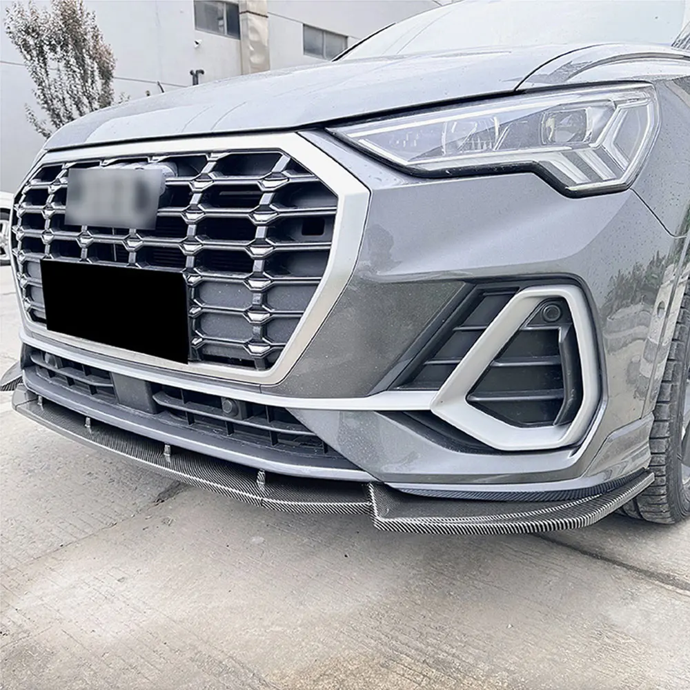 For Audi Q3 F3 Sline Front Bumper Lip Splitter Body Kit PP Spoiler Lip Guard Diffuser Exterior Accessories 2019 2020 2021 2022