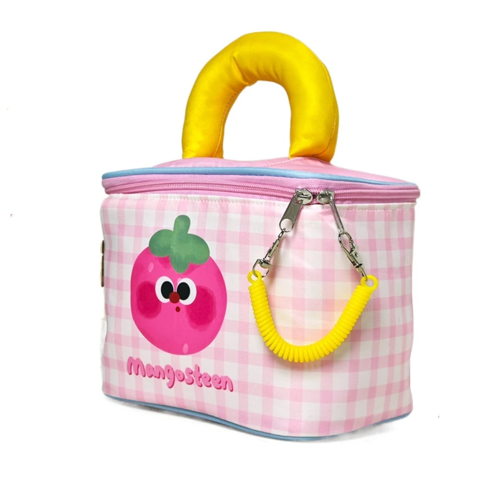 

Portable Cartoon Nylon Toiletry Bag Large Capacity Color Contrast Skincare Storage Bag Square Candy Color Handbag Travel